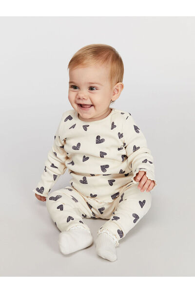 LC Waikiki Peak New Season Heart Printed Baby Girl Pajama Set