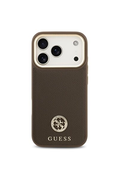 Guess original case for iPhone 17 Pro Grained Strass Logo MagSafe - Brown