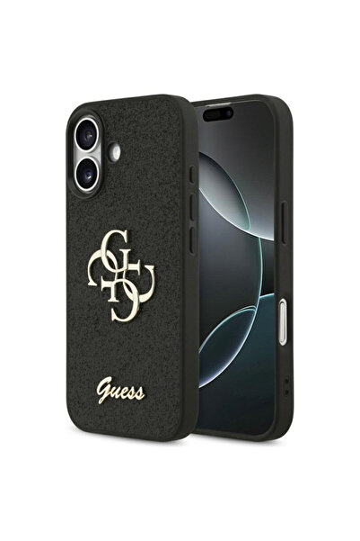 Guess Husa Fixed Glitter Big 4G iPhone 17 cu Glitter, Negru