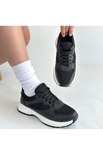 Erbilden Slar black leather lace-up sports shoes