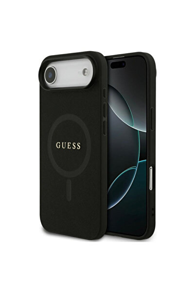 Guess Carcasă Saffiano Classic Logo MagSafe pentru iPhone 17 Air, Neagră