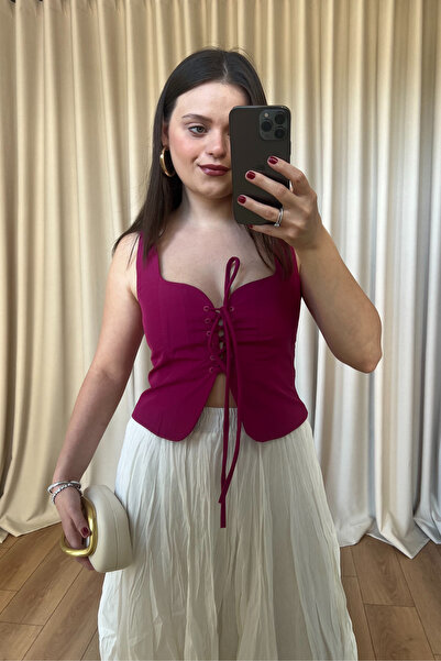 bsracetin co Fuşya Korse Bluz