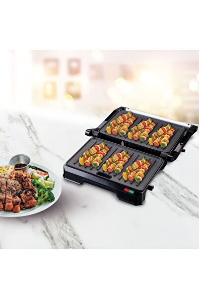 ROHNSON Sandwich maker R2114, 850 W, 23 x 14.5 cm, deschidere de 180°, carcasă din oțel inoxidabil,