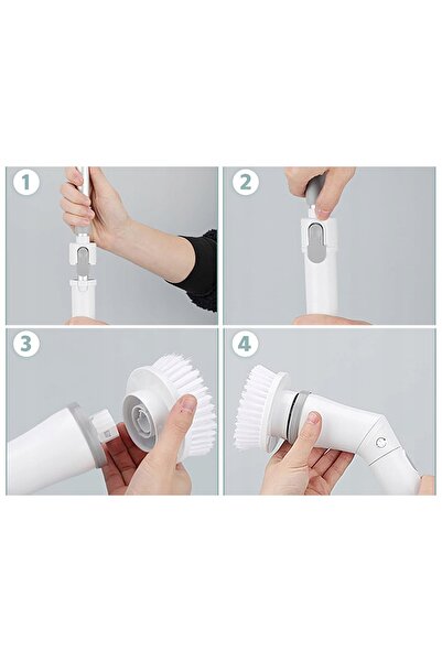 zola Extendable electric cleaning brush, 6 interchangeable heads, 80-110 cm handle, 180° rotation