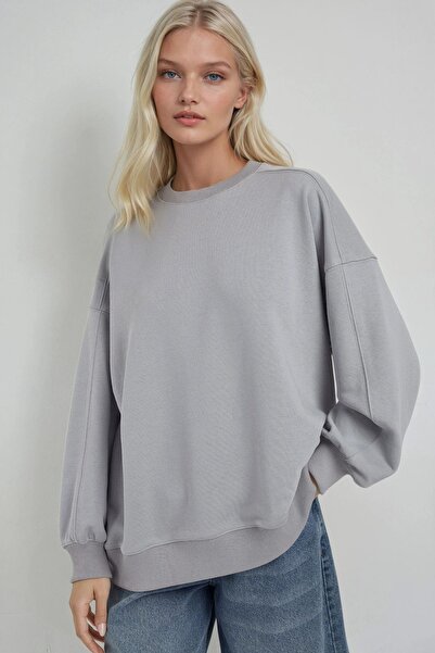 Hiccup Пуловер с облегаща кройка, обло деколте и шевове