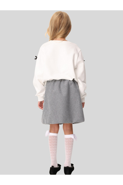 JENA Girl's Herringbone Skirt 7-14 Years Gray