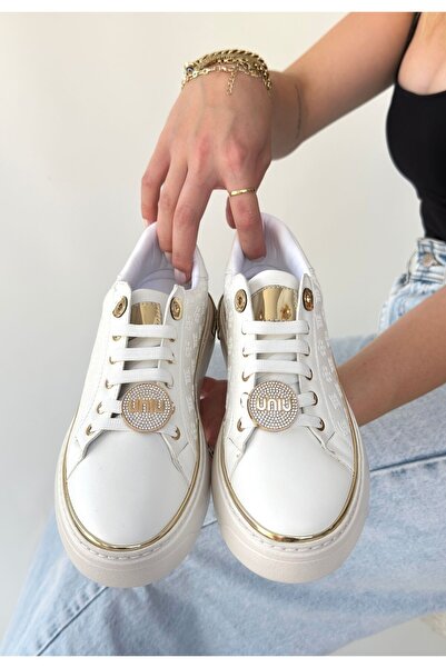 Erbilden Jlar White Leather Lace-Up Sneakers