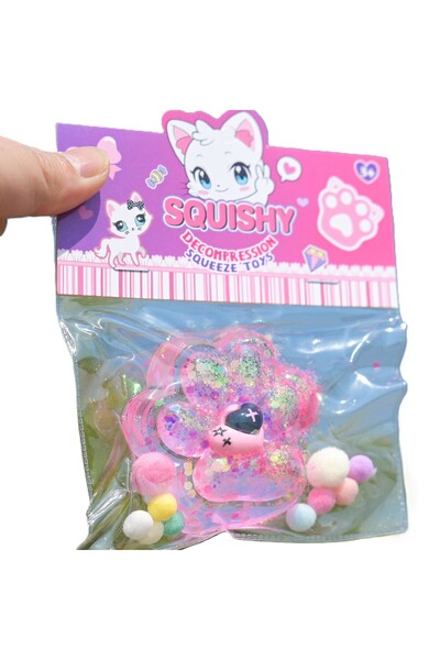 The Hub Jucarie Antistres Squishy, Labuta de Pisica Squeeze Toys, cu Revenire Lenta, 7.5 cm, Model 270519
