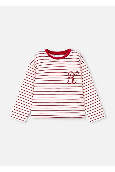 MAYORAL Kız Çocuk Çizgili Uzun Kollu Tişört Bordo 4013