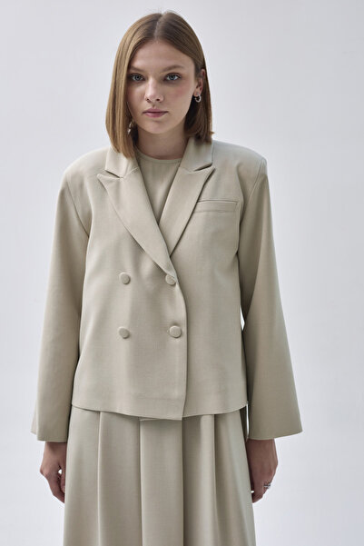 ZÜLAYS Kruvaze Kısa Ceket Taş