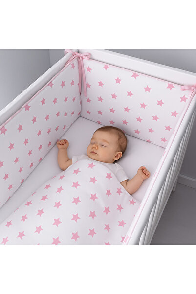 Jaju Baby (4 Sides) 100X200 White Background Pink Star Edge Protection Custom Size 100*200