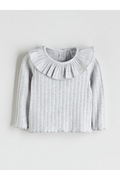 LC Waikiki Gray Crew Neck Baby Girl T-Shirt