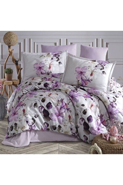 Clasy Цифровий сатиновий двоспальний комплект постільної білизни Nora