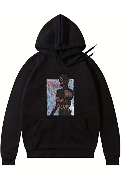 Le Savu Cel mai înalt în camera cu imprimeu Culoare neagră cu glugă Swea tricou