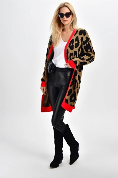 citystyle Women's Stylish Leopard Print Relaxed Fit Buttonless Long Sleeve Ca...