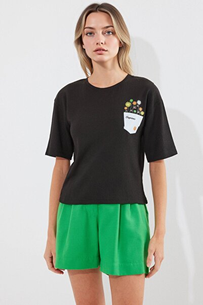 Hiccup Μπλουζάκι με στάμπα με κεντημένο στρογγυλό λαιμό BDART