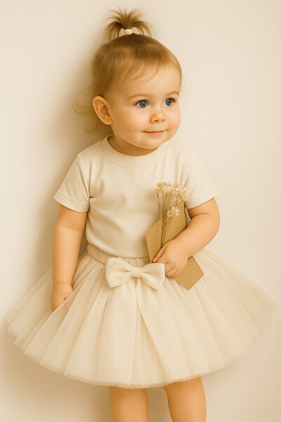 MadyaButik Baby Girl Lined Tutu Skirt with Buckle on the Front and Elastic Waist