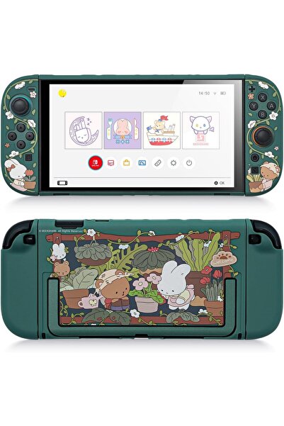 GeekShare غلاف واقٍ متوافق مع Switch 2، جراب قابل للرسو بتصميم كرتوني لطيف لج...