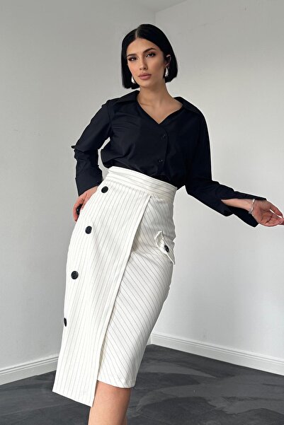 Markano Striped Polyviscose Skirt