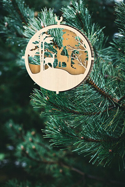 Şirin Lazer ORNAMENT DE CRĂCIUN PENTRU BRAD, DECOR CU CERBURI, TREI STRATURI