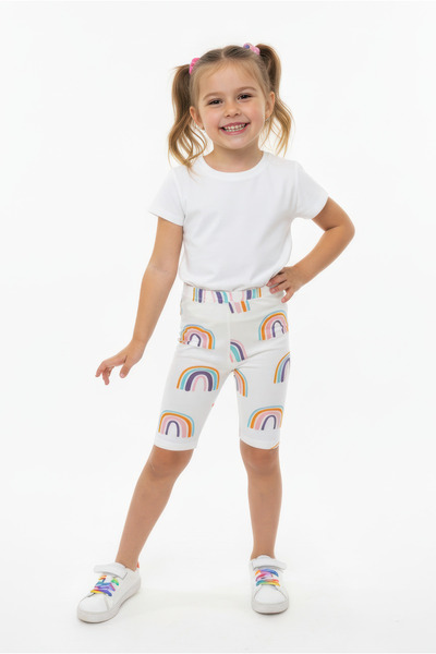 Kyron Girl's Rainbow Patterned Shorts / Cotton Fabric