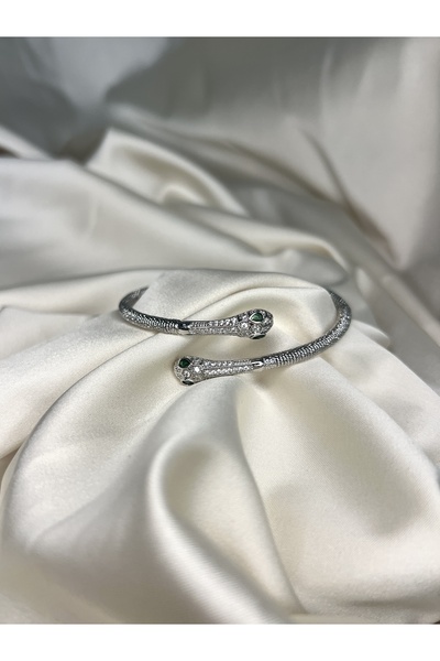 Roha Çelik Silver Taşlı Snake Bilezik