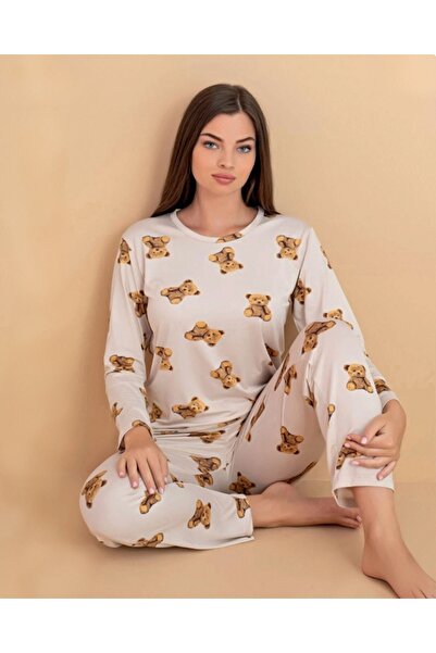 OMODAM Women's Long Sleeve Viscose Fabric Seasonal Pajama Set
