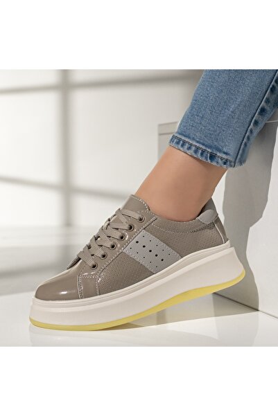 Modlet.ro Pantofi sport gri din piele pentru femei MOD11707