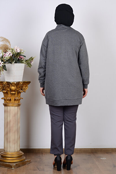 Armine 25Kt407 Gray Women's Half Zipper Two Thread Tunic