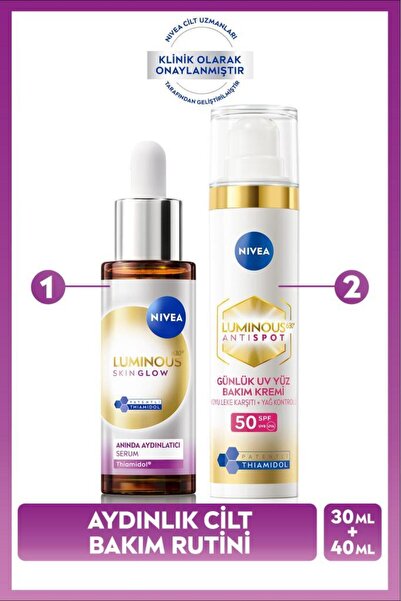 NIVEA Luminous630 Brightening and Dark Spot Treatment Skin Care Set, SPF50 Face Sunscreen 40ml, Serum 30ml