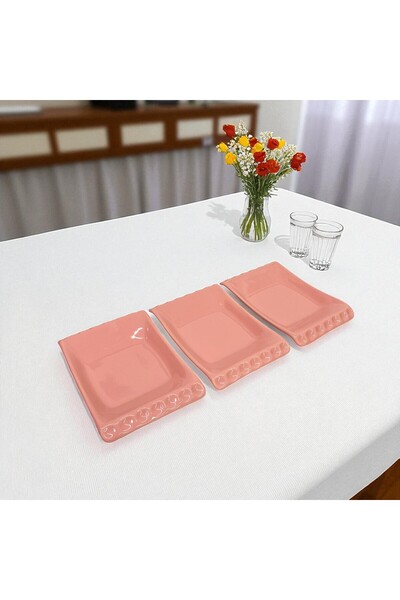 Keramika Selen Pink Presentation Plate Boat Shape Plate 18 cm 3 Pieces