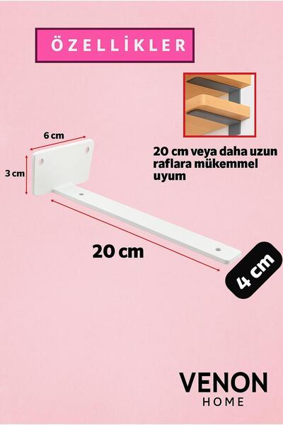VENON 6.lı 20 Cm Beyaz Metal Raf Ayağı Raf Altı Tutucu L Köşe Konsol Raf Tutucu Deprem Dolap Sabitleyici
