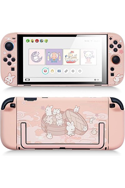 GeekShare غلاف واقٍ متوافق مع Switch 2، جراب قابل للرسو بتصميم كرتوني لطيف لجهاز Switch 2، مضاد للخدش