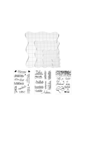 OEM Set of 4 stamp molds and 4 sheets of stickers in German, acrylic, transpa...