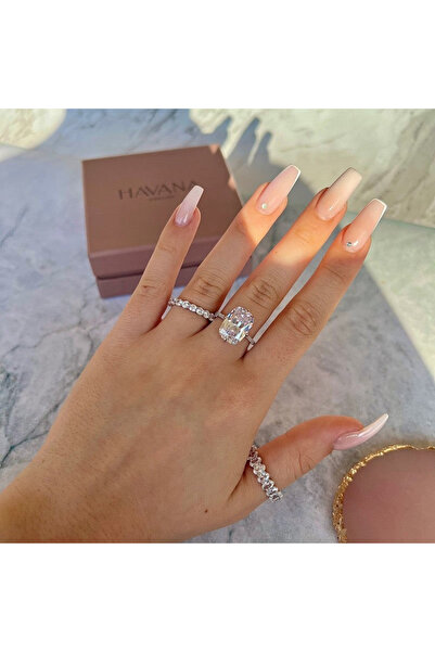 HAVANA JEWELLERY Inel PRINCESS Argint 925 placat cu Rodiu si Cristale Swarovski