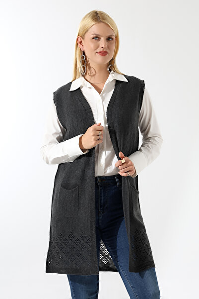 Devinka Women's Anthracite Gray Seasonal Knitwear Vest