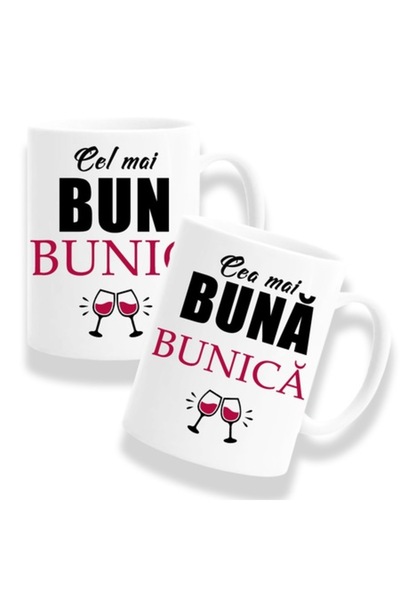 OEM Set 2 căni personalizate pentru bunici cu mesajul „Cea mai bună bunică, c...
