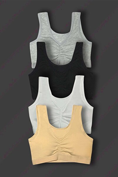 GRI MOR TEKSTIL 4-Piece Girl's Cotton Padded Bustier