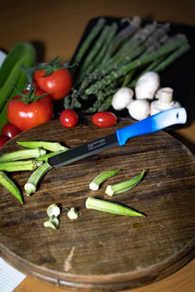 Solingen Mavi Ebruli Ava Sebze Bıçağı – Paslanmaz Alman Çeliği, Ergonomik Sap, 22 cm (Tekli)