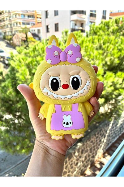 EGES SHİNE LABUBU sarı renk ayarlanabilir omuz askılı silikon çocuk çanta (en...