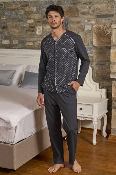 Cossy By Aqua 26166 Muška pidžama sa dugim rukavima Na dugmad sprijeda - Sa d...