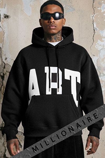 Millionaire Чоловічий чорний ART 3 нитки Шардоне з капюшоном і кишенями Oversize Світшот з капюшоном