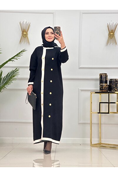 Valens Butik Gold Color Button Detailed Hijab Dress Elisa