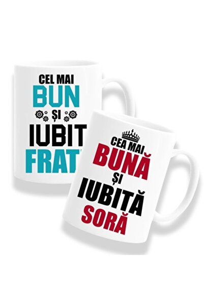 OEM Set 2 căni personalizate pentru frați și surori cu mesajul „Cea mai bună ...