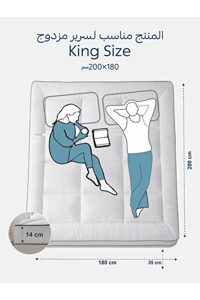 Donetella Mattress Topper 100% Cotton King-Size 180x200 cm –1500 GSM Down Alternative Fill.