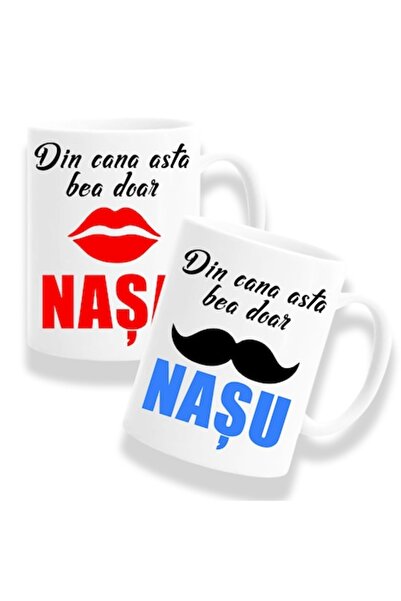 OEM Set 2 căni personalizate pentru nași cu mesajul: „Doar nașul/nașa bea din...