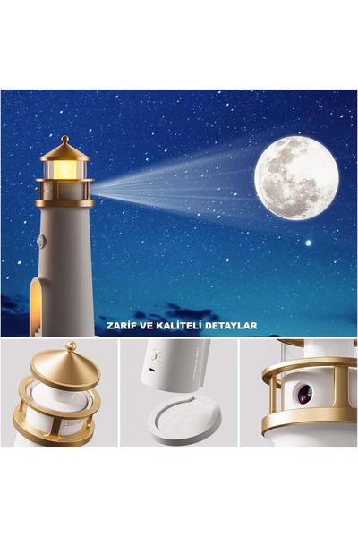 HyMark Deniz Feneri Projektör Ay LED Gece Lambası Kumandalı Kısılabilir Zamanlama