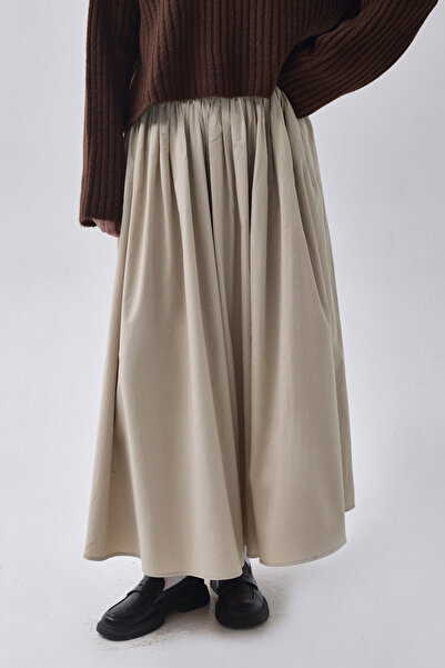 ZÜLAYS Yüksek Bel Pamuk Etek Taş