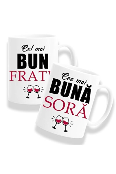 OEM Set 2 căni personalizate 330ml, ceramică, mesaj: „Cea mai bună soră, cel ...