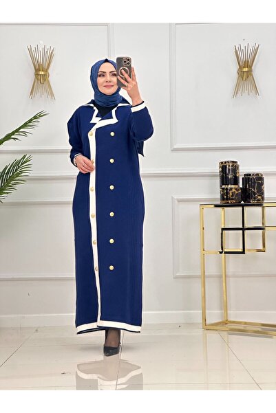 Valens Butik Gold Color Button Detailed Hijab Dress Elisa